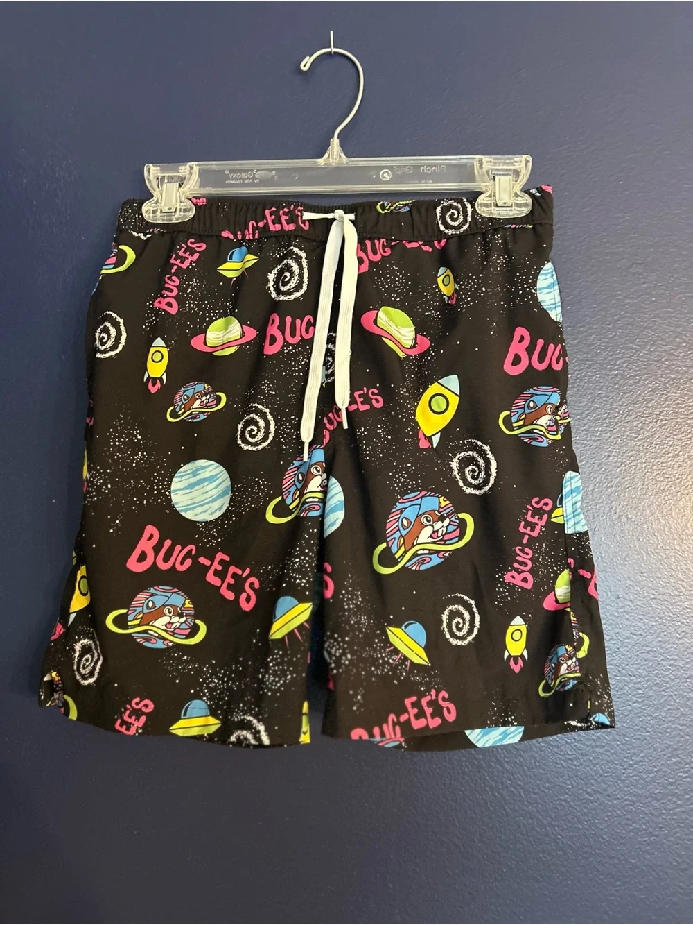 Buc-ee's Black Space-Print Kids Swim Trunks